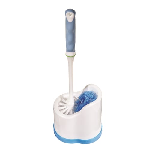 Better Brush® Toilet and Rim Bowl Brush with Caddy, White and Blue